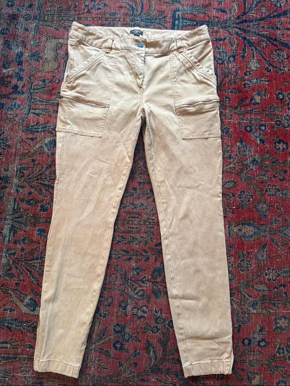 LOFT khaki Skinny Cargo pants